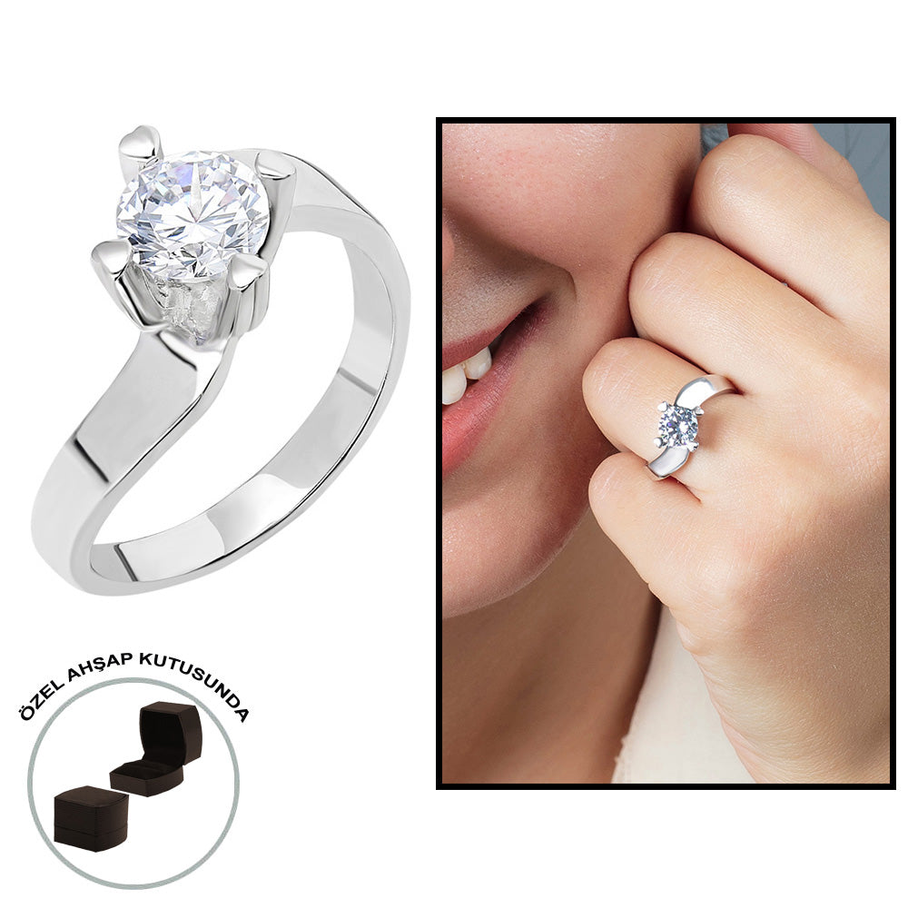 Starlight Diamond Diamond Mounting Asymmetrical 925 Sterling Silver Women&#39;s Solitaire Ring