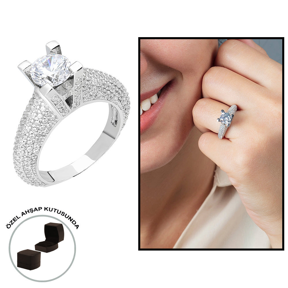 Starlight Diamond Diamond Mounting Avangarde 925 Sterling Silver Women&#39;s Solitaire Ring