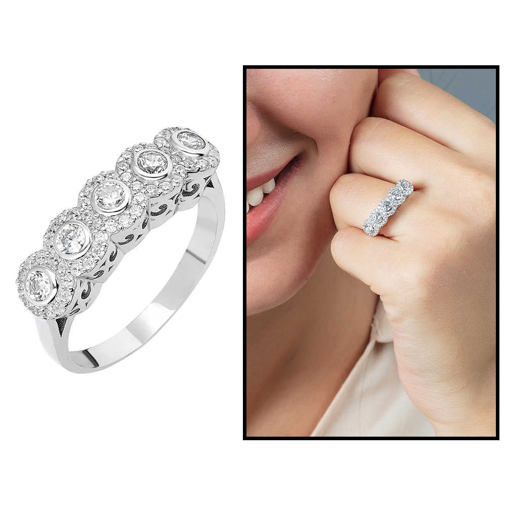 Starlight Diamond Diamond Mounting Elite Design 925 Sterling Silver Women&#39;s Five Stone Ring