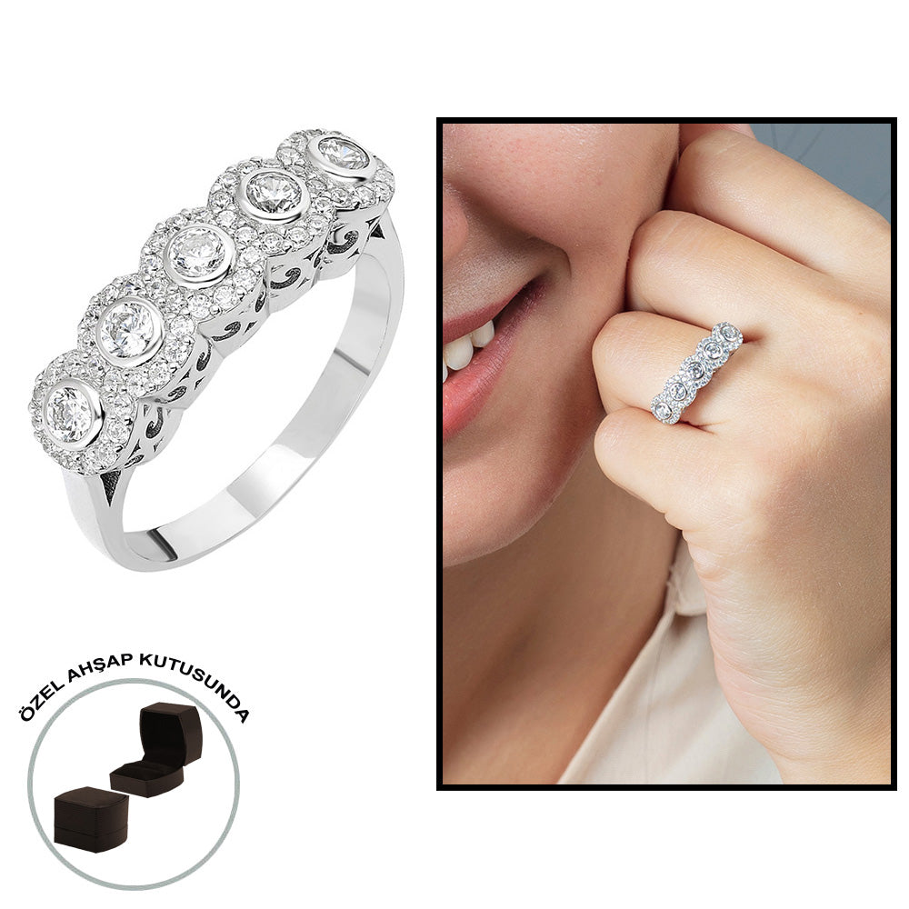 Starlight Diamond Diamond Mounting Elite Design 925 Sterling Silver Women&#39;s Five Stone Ring