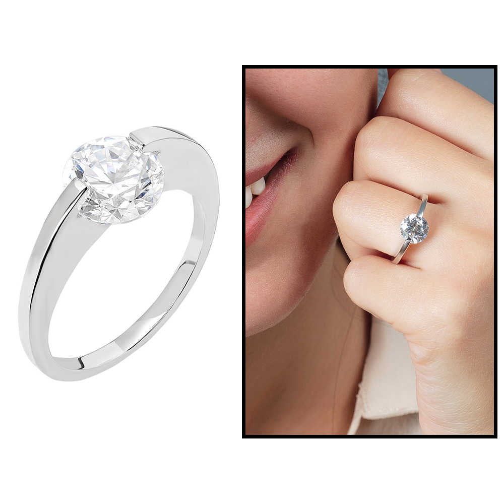 Starlight Diamond Diamond Mounted Diamond Appearance 925 Sterling Silver Women&#39;s Solitaire Ring