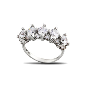 Diamond Silver Women's Five Stone Ring