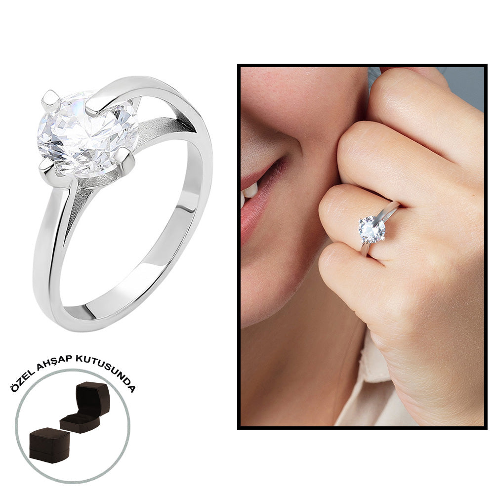 Starlight Diamond Diamond Mounting Maxi Design 925 Sterling Silver Women&#39;s Solitaire Ring