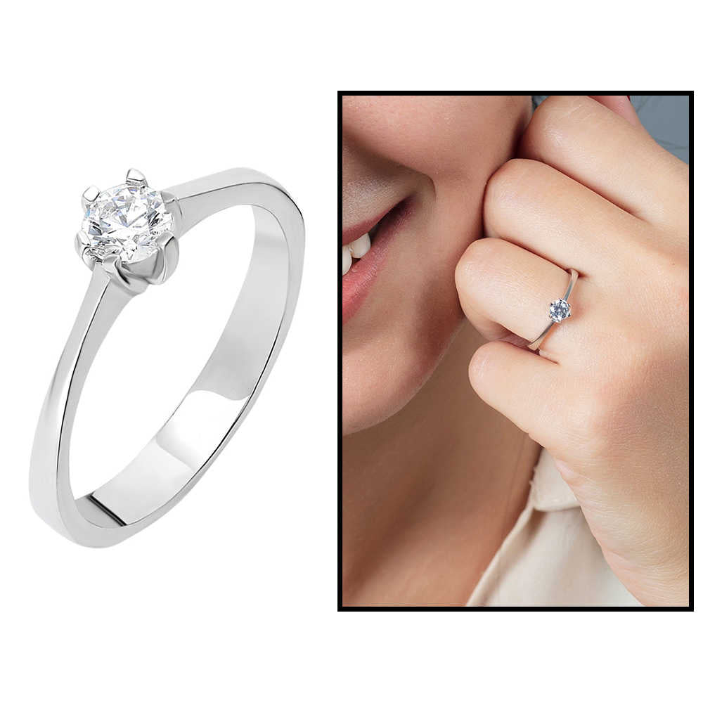 Starlight Diamond Diamond Mounted Oval Design 925 Sterling Silver Women&#39;s Solitaire Ring