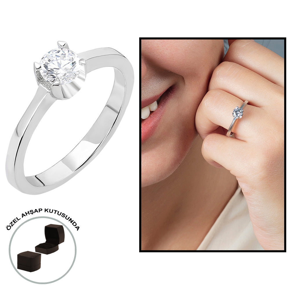 Starlight Diamond Diamond Mounting 0U Design 925 Sterling Silver Women&#39;s Solitaire Ring