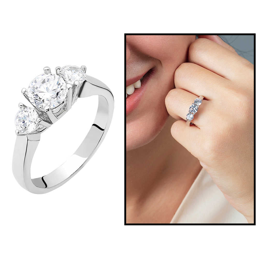 Starlight Diamond Diamond Mounting Elegant Design 925 Sterling Silver Women&#39;s Tria Ring