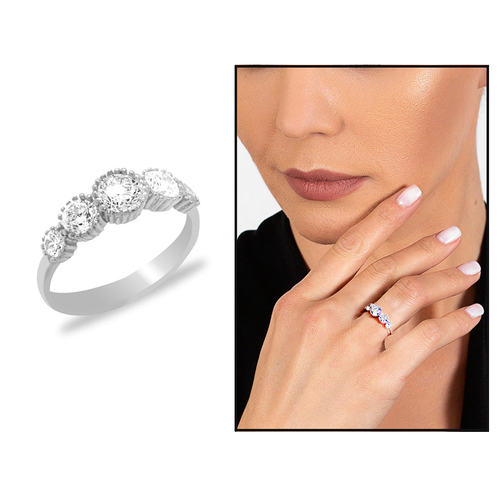 925 Sterling Silver Women's Five Stone Ring