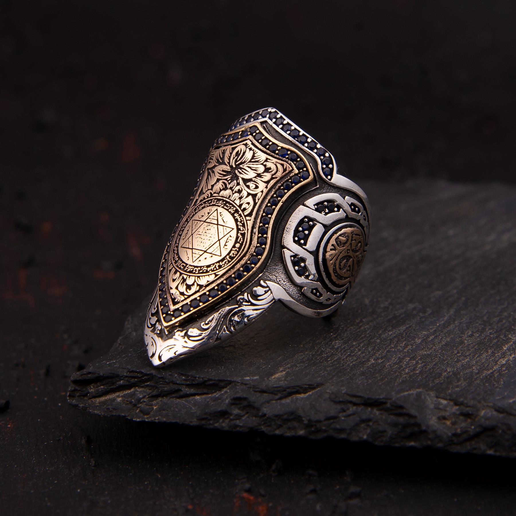 Ve Tesbih Şüca Zihgir Prophet Solomon Model Silver Men's Ring 1