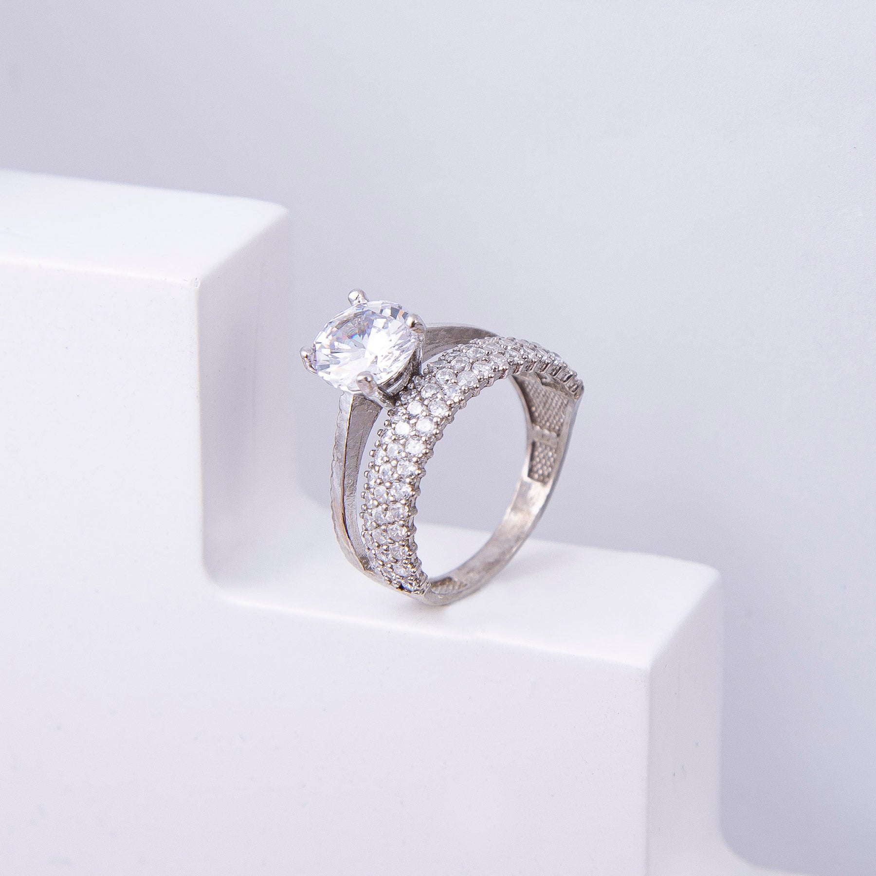 Single Stone Wedding Ring Silver Ring -2983