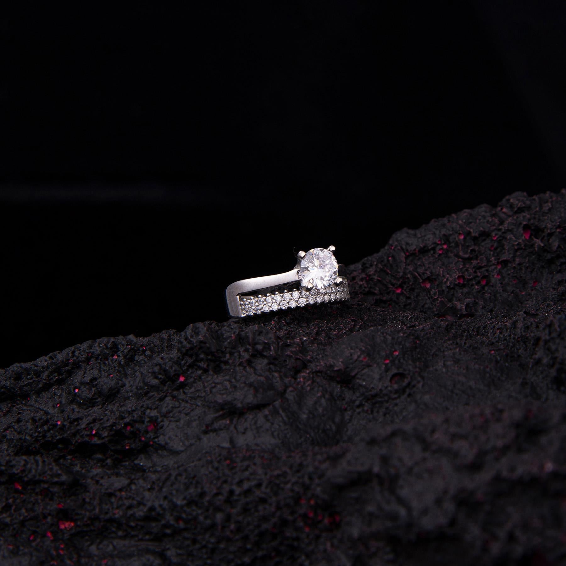 Single Stone Wedding Ring Silver Ring -2985