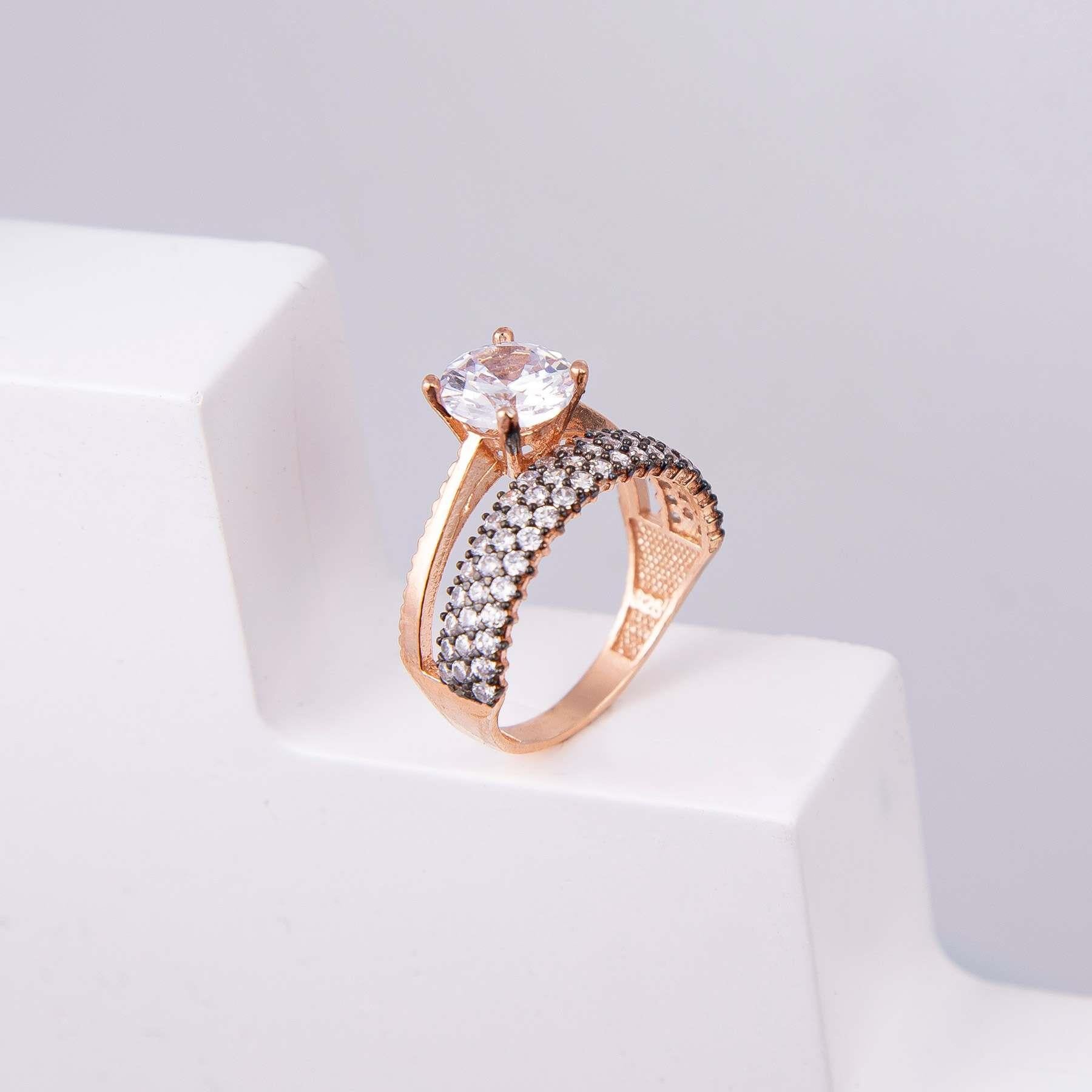 Single Stone Wedding Ring Rose Silver Ring -2989