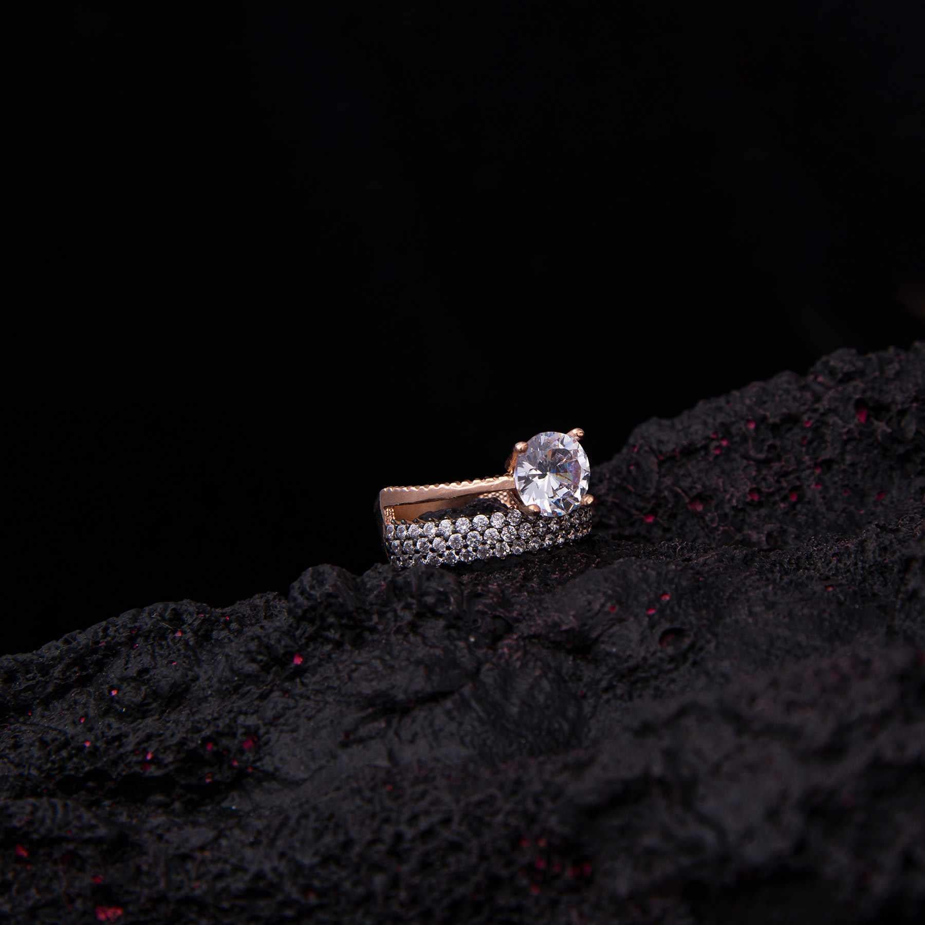 Single Stone Wedding Ring Rose Silver Ring -2989