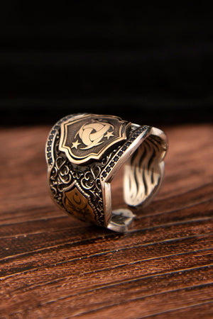 Zihgir Model Eagle Embroidered Silver Men's Ring