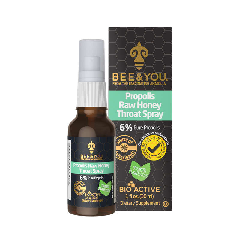 bee and you propolis raw honey throat spray 30ml