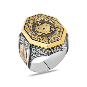 925 Sterling Silver Men's Ring with Tuğra Detailed Teşkîlat-ı Mahsûsa Motif