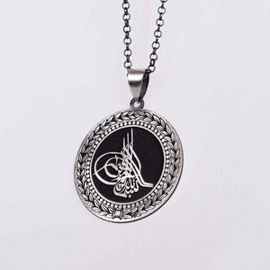 Tugra Embroidered Medallion Model 925 Sterling Silver Necklace 2