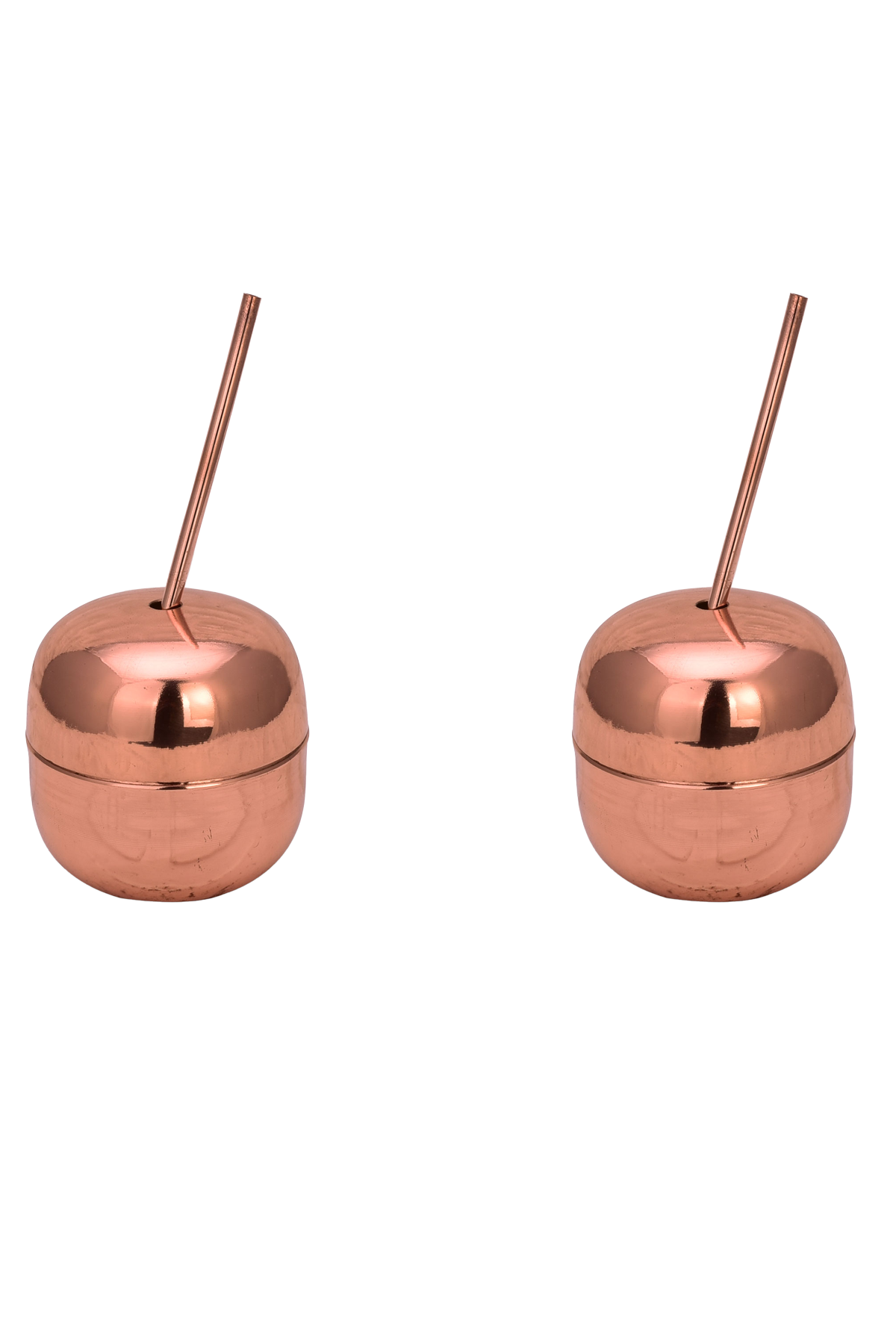 Copper Apple Cup with Straw 250 Ml Set of 2