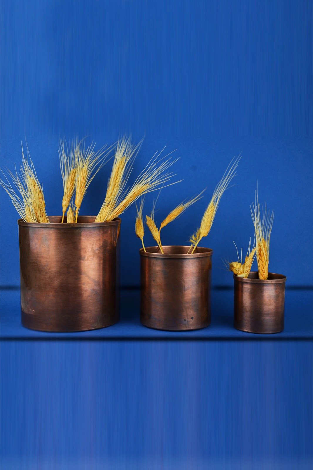 Turna Copper Spring Flower Pot Set of 3 Flat Brown