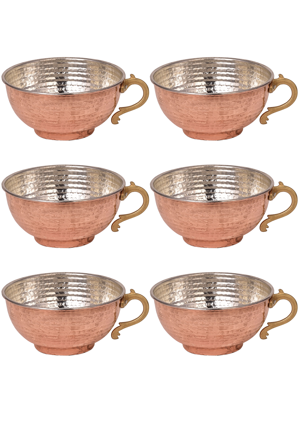 copper Cups 500 Ml Set of 6 Red