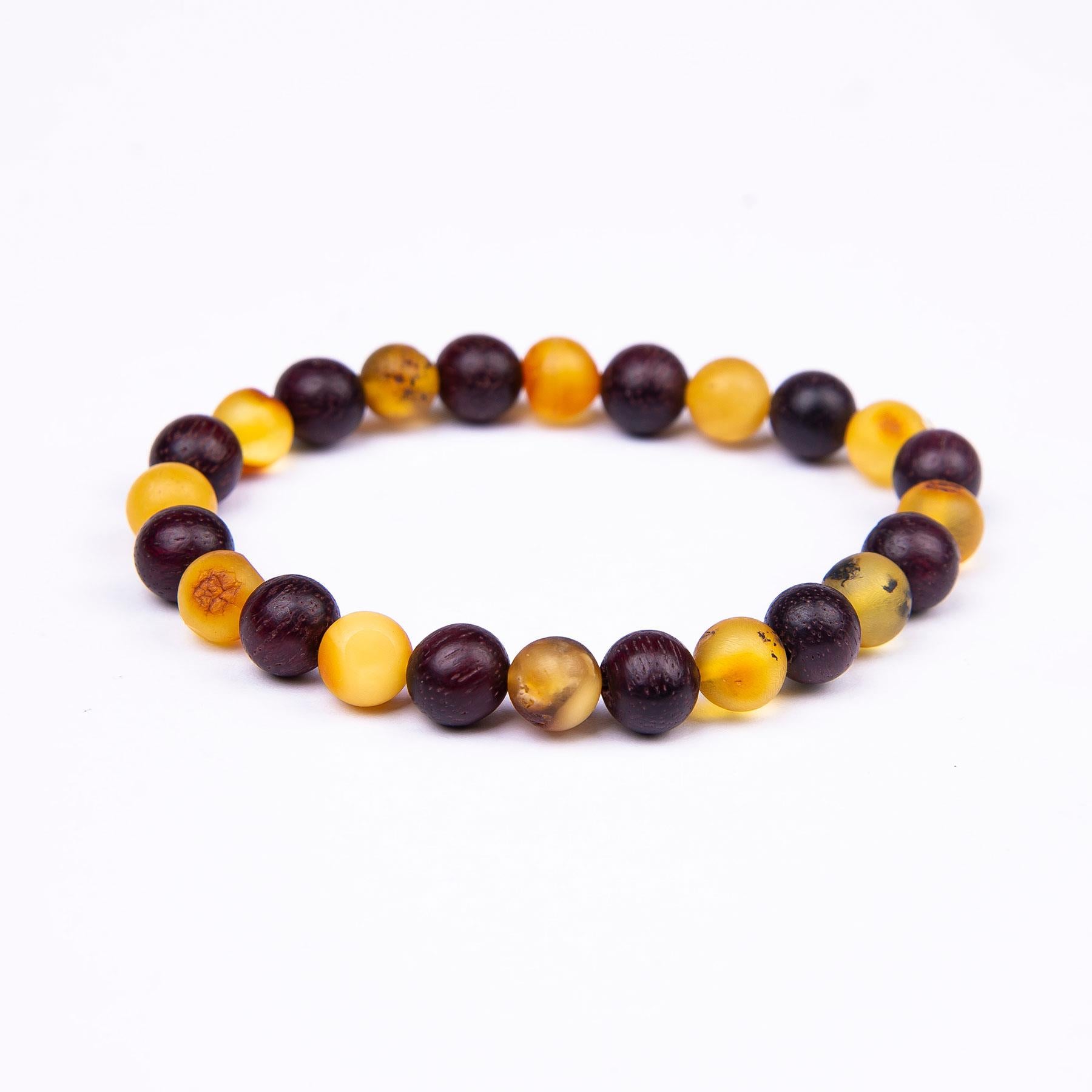 Ve Tesbih Drop Amber Wood Mix Bracelet 3