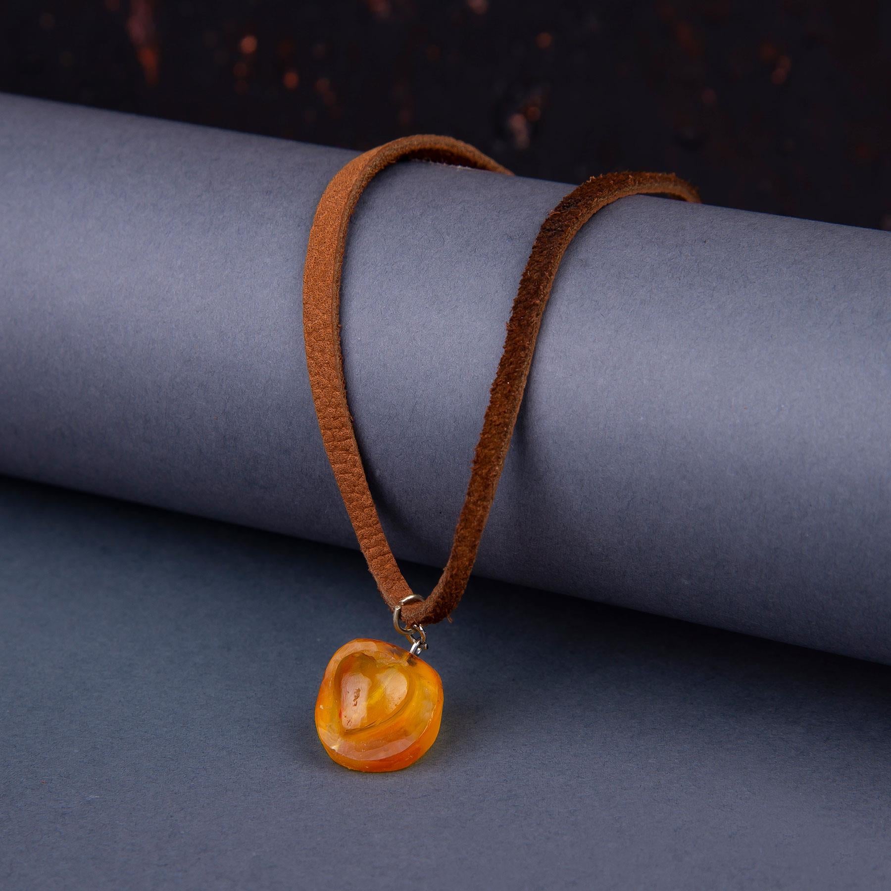 Ve Tesbih Unisex Drop Amber Special Design Necklace 1