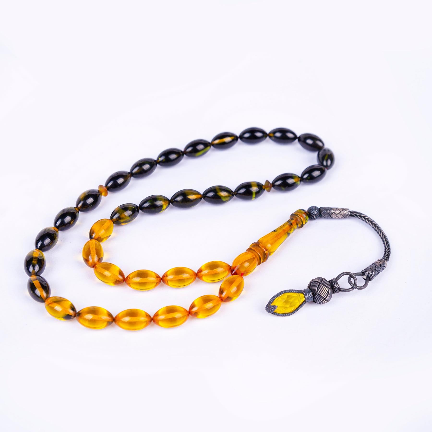 1000 Carat Silver Fire Amber Rosary with Kazaz Tassels 4