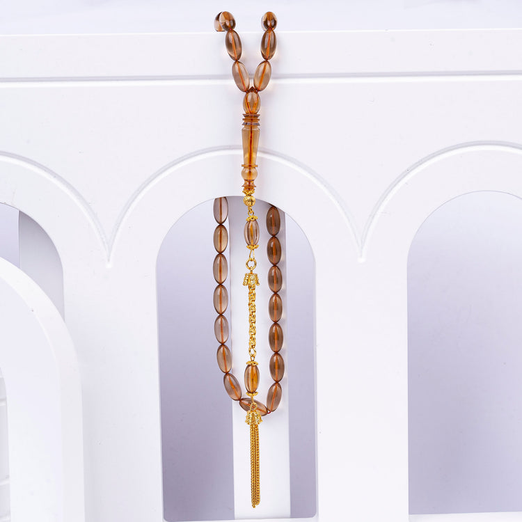 Fire Amber Rosary with Yellow Silver Tassels