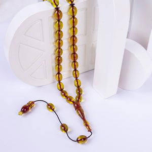 Systematic Solid Cut Light Brown Fire Amber Rosary 3