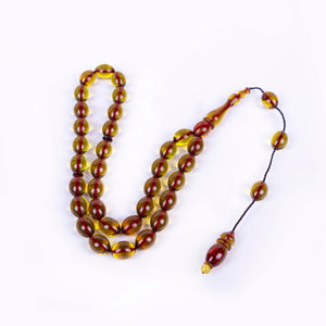 Ve Tesbih Systematic Solid Cut Light Brown Fire Amber Rosary 4