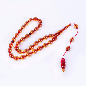 Solid Cut Rose Fire Amber Rosary