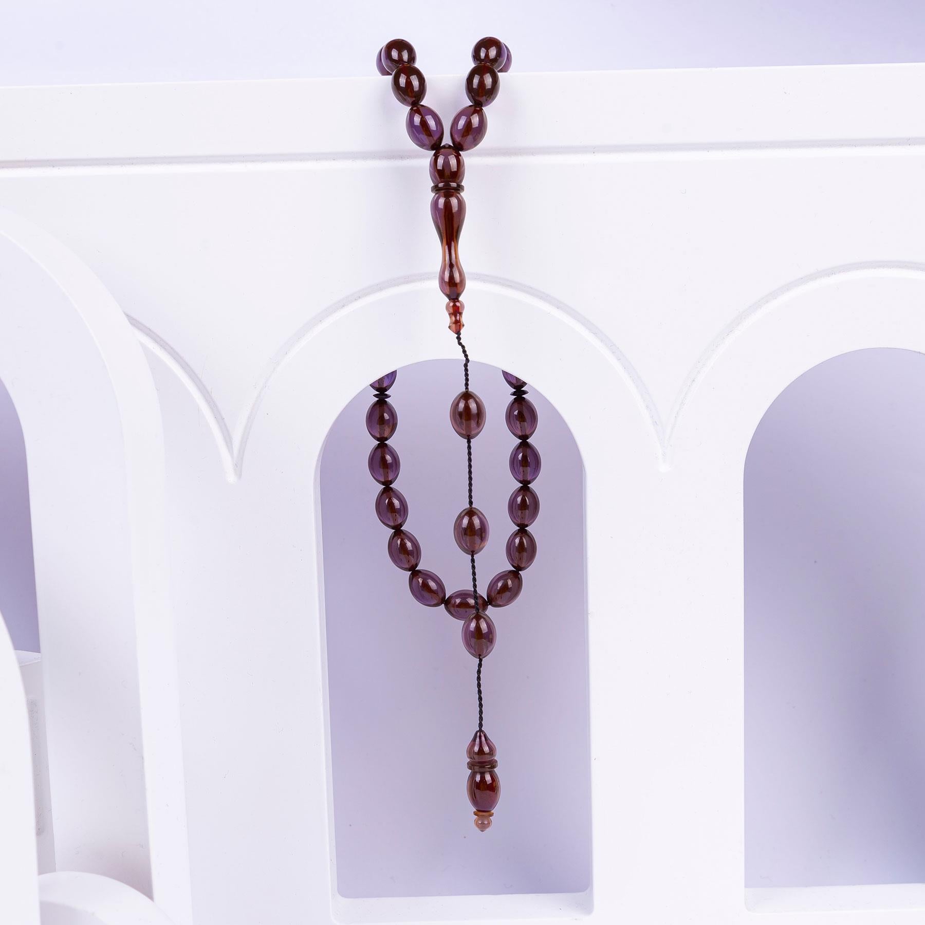 Systematic Solid Cut Purple Fire Amber Rosary
