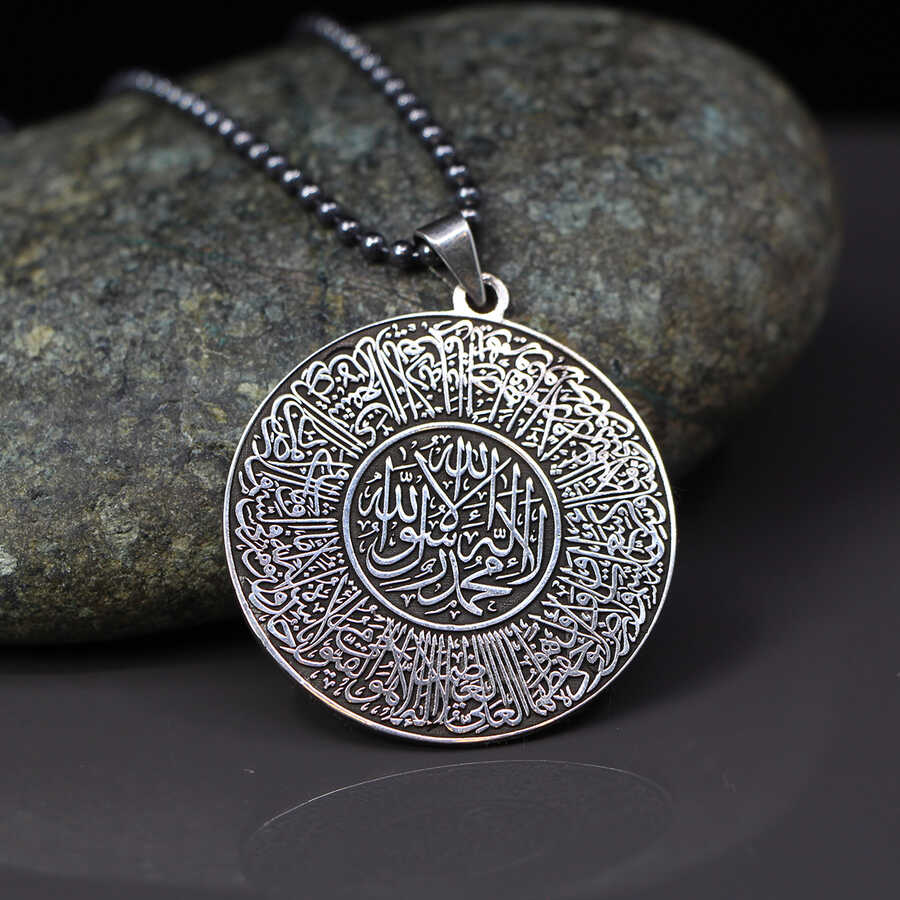 Ve Tesbih Solomon Seal Medallion Silver Necklace 2
