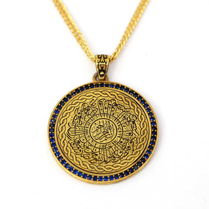 Ve Tesbih Gold Plated Medallion Sterling Silver Necklace 2