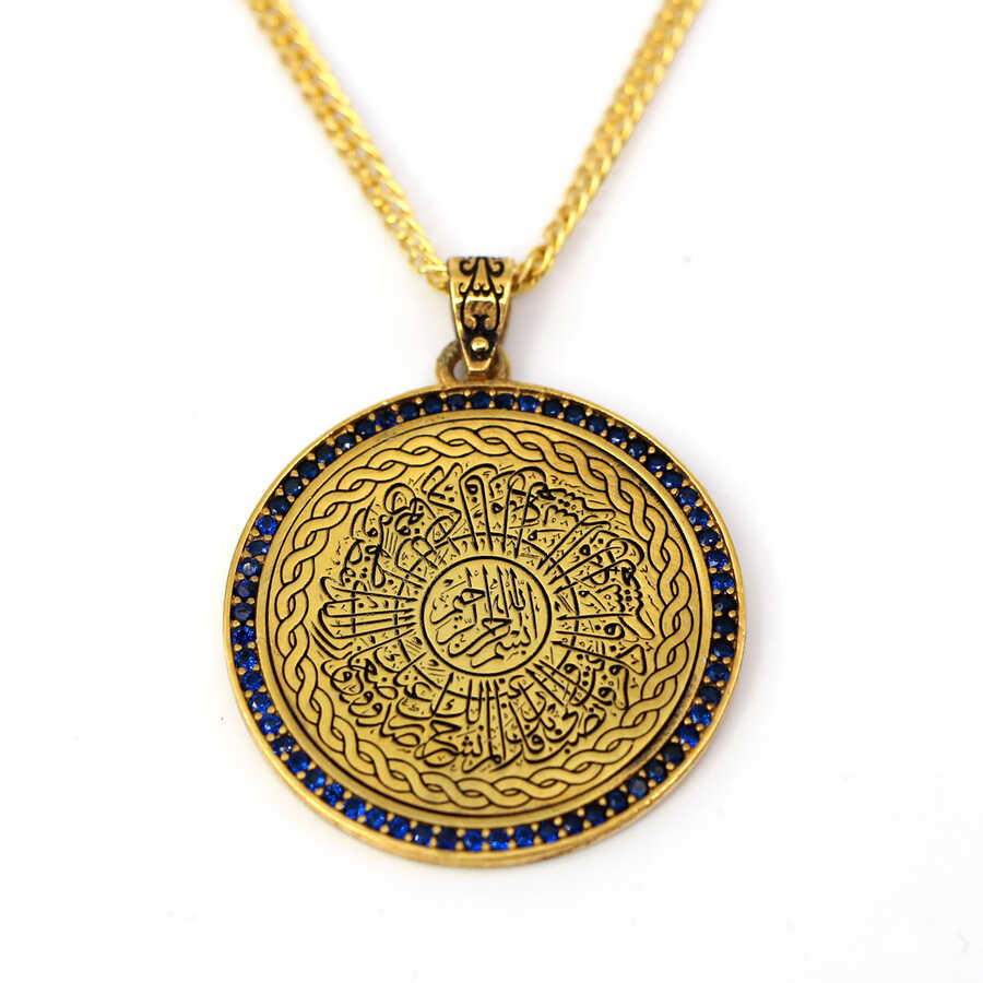 Ve Tesbih Gold Plated Medallion Sterling Silver Necklace 2
