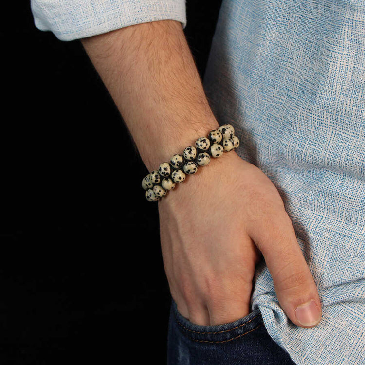 Dalmatian Jasper Stone Knitted Natural Stone Bracelet 1