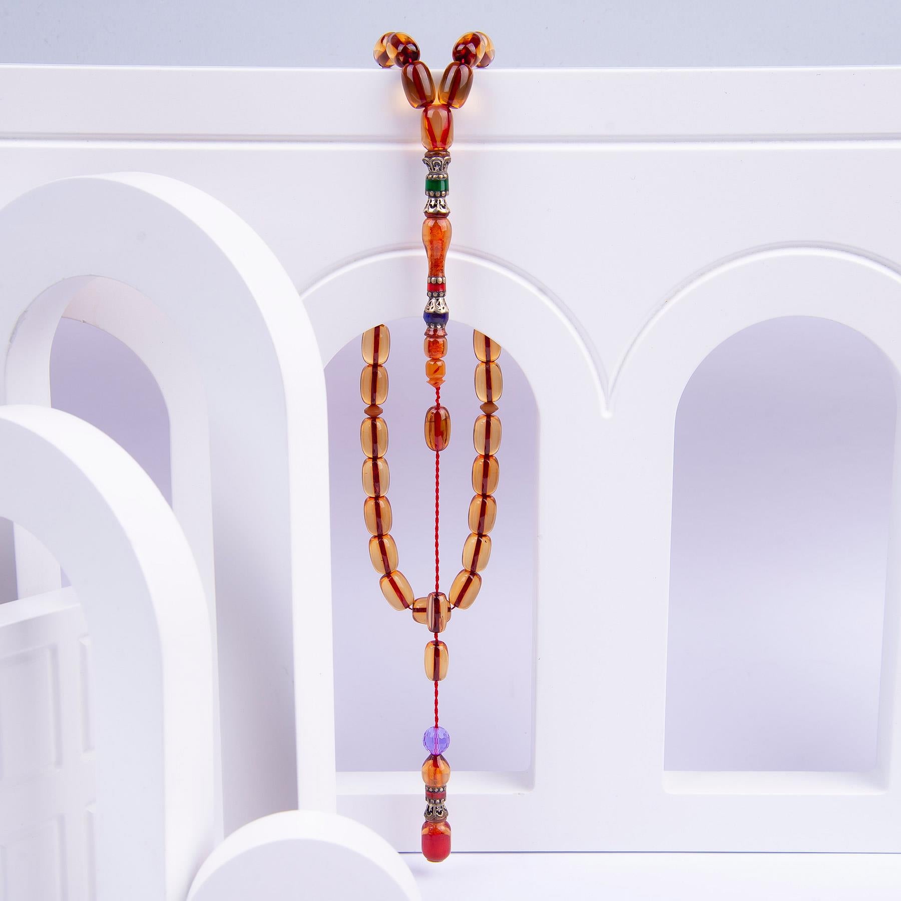 Systematic Capsule Cut Nakkaş İmame Ateş Amber Prayer Beads 1