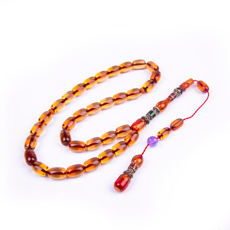 Systematic Capsule Cut Nakkaş İmame Ateş Amber Prayer Beads 3