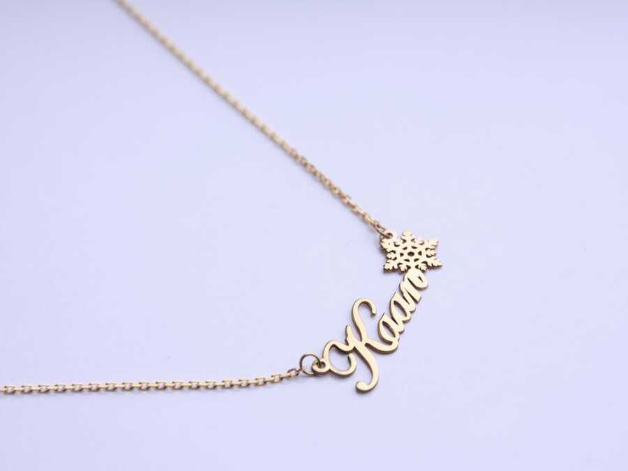 Ve Tesbih Snowflake Personalized Silver Necklace 1