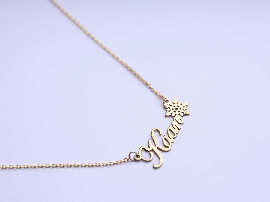 Ve Tesbih Snowflake Personalized Silver Necklace 2