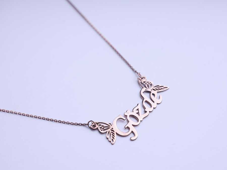Ve Tesbih Butterfly Personalized Silver Necklace 2