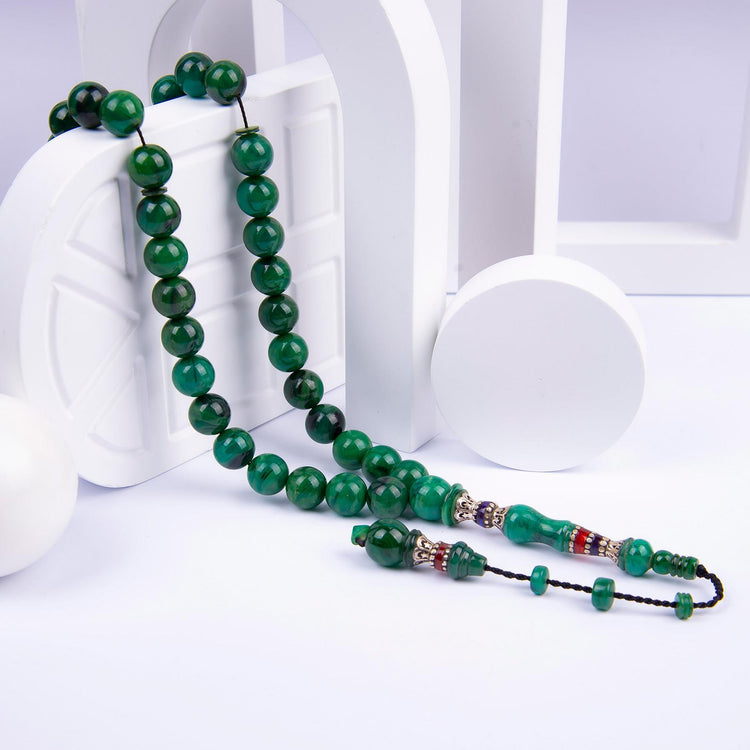 Systematic Sphere Cut Nakkaş Imame Pressed Amber Prayer Beads 2