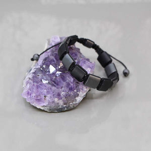 Macrame Braided Black Onyx and Hematite Natural Stone Bracelet 1