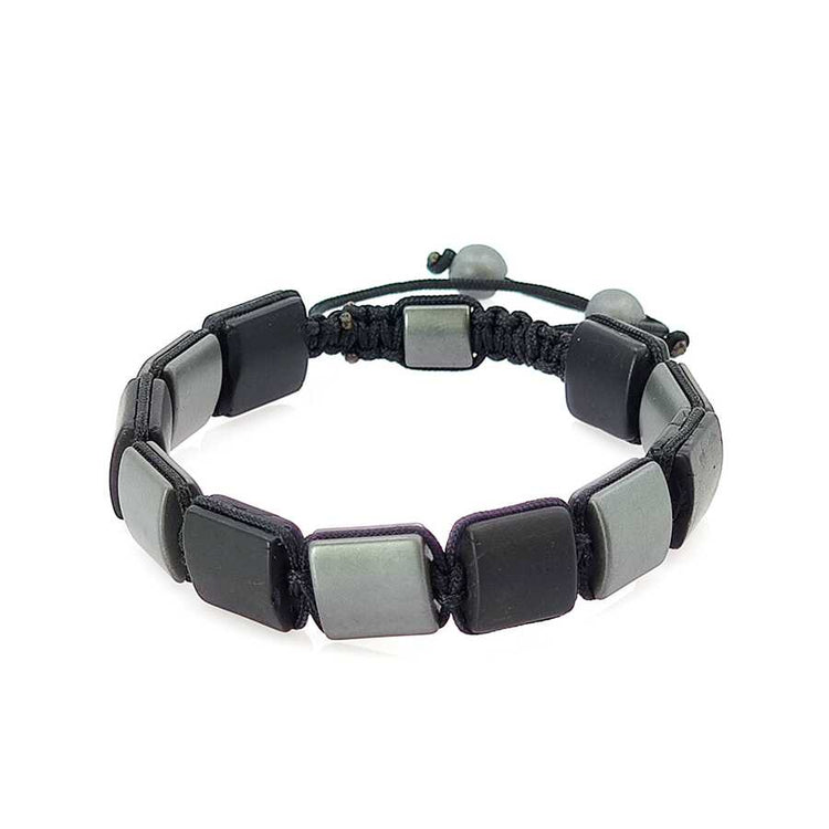 Macrame Braided Black Onyx and Hematite Natural Stone Bracelet 2