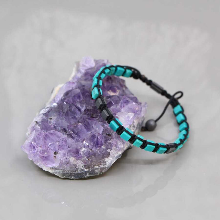 Macrame Braided Turquoise and Hematite Natural Stone Bracelet 1