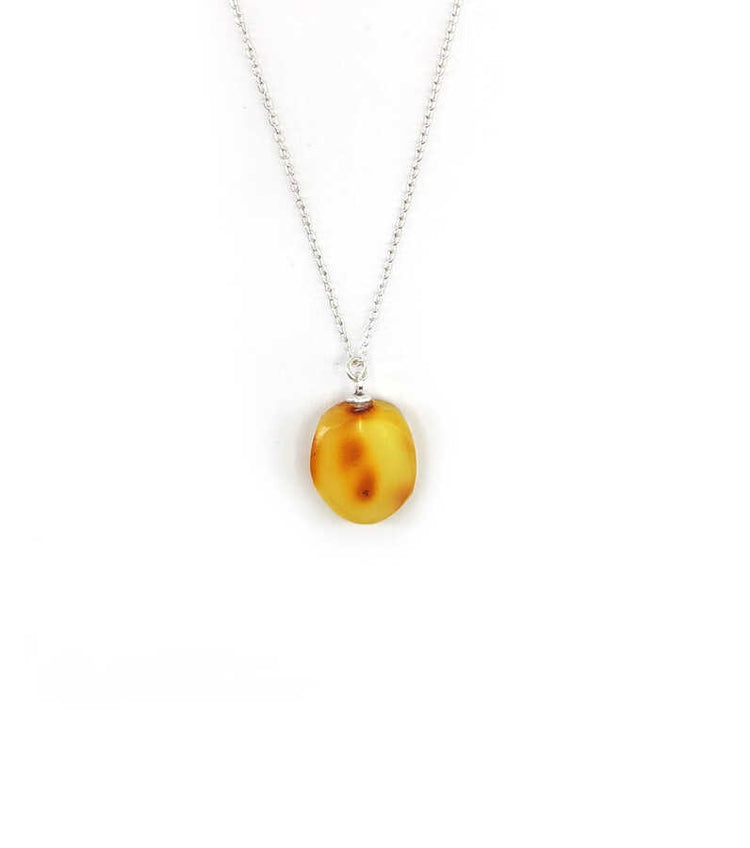 Ve Tesbih Drop Amber Necklace with Sterling Silver Chain 3