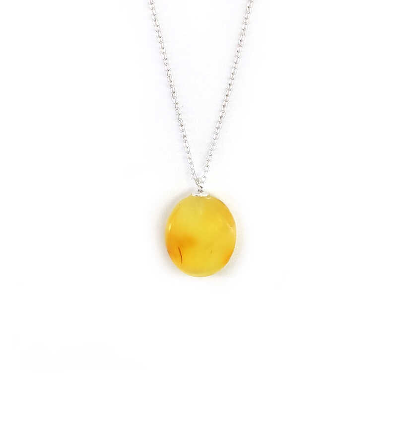 Ve Tesbih Drop Amber Necklace with Sterling Silver Chain 3