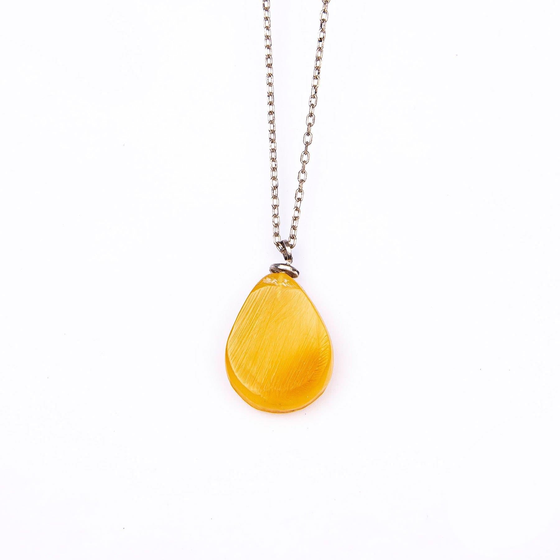 Ve Tesbih Drop Amber Necklace with Sterling Silver Chain 2