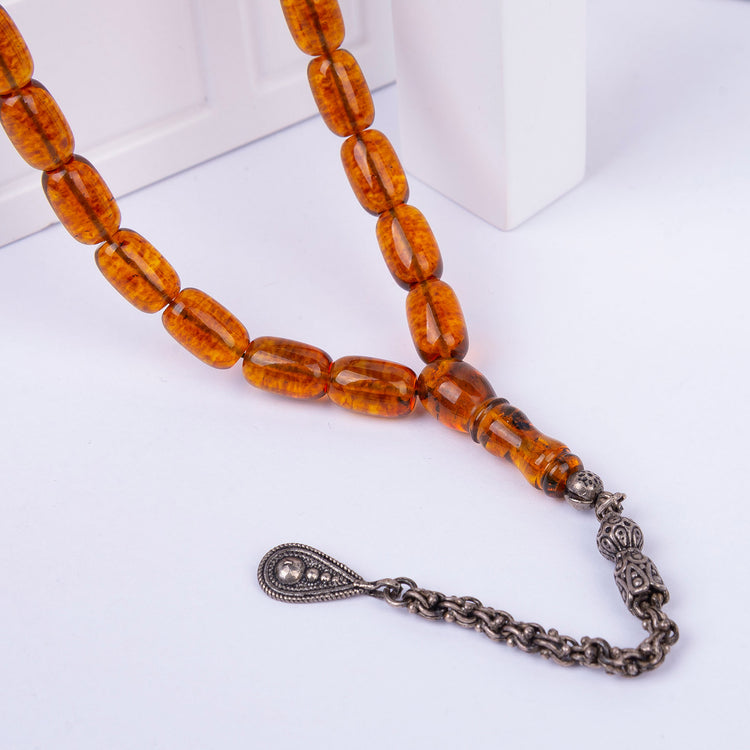 Ve Tesbih Amber Rosary with Silver Tassels 3