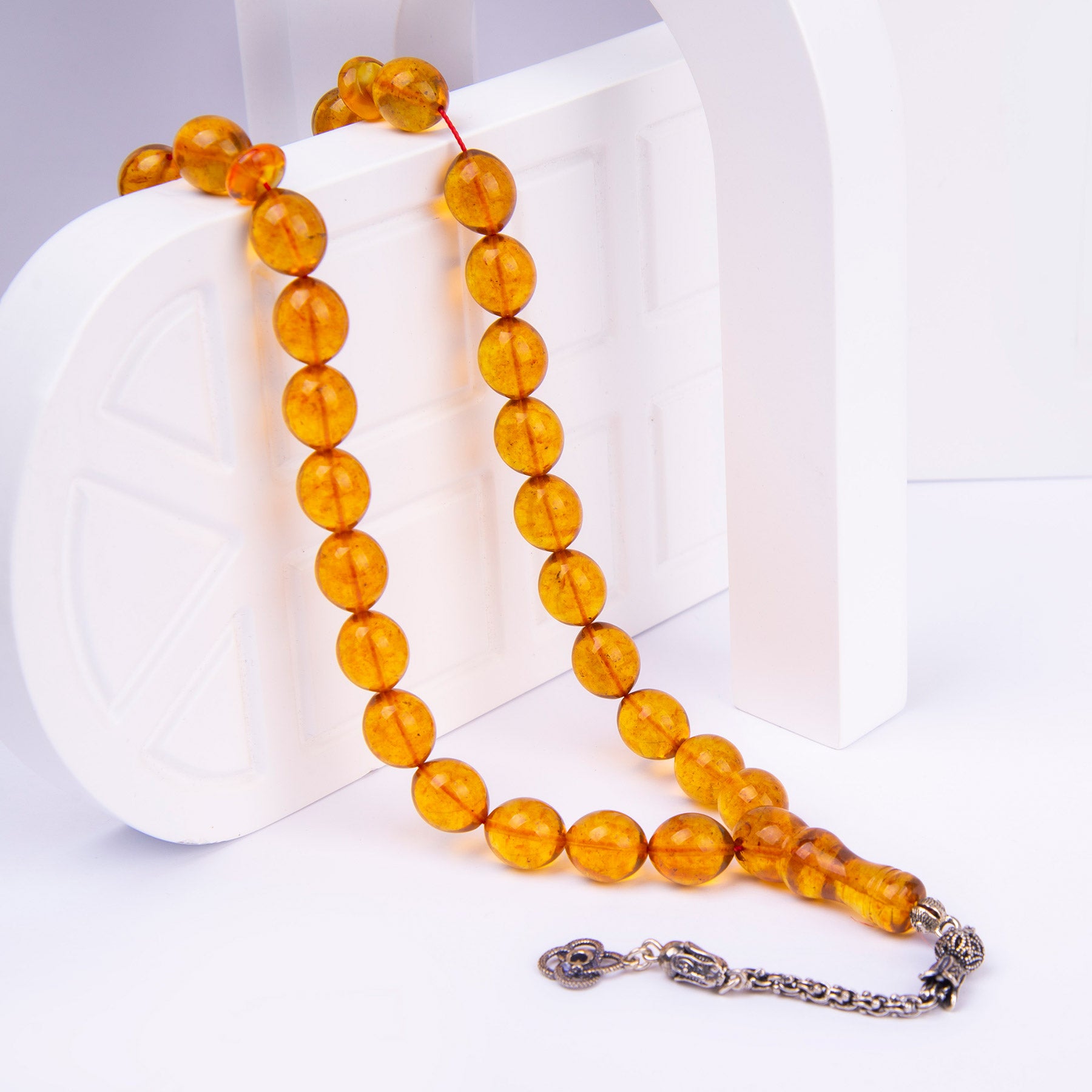 Ve Tesbih Amber Rosary with Silver Tassels 1