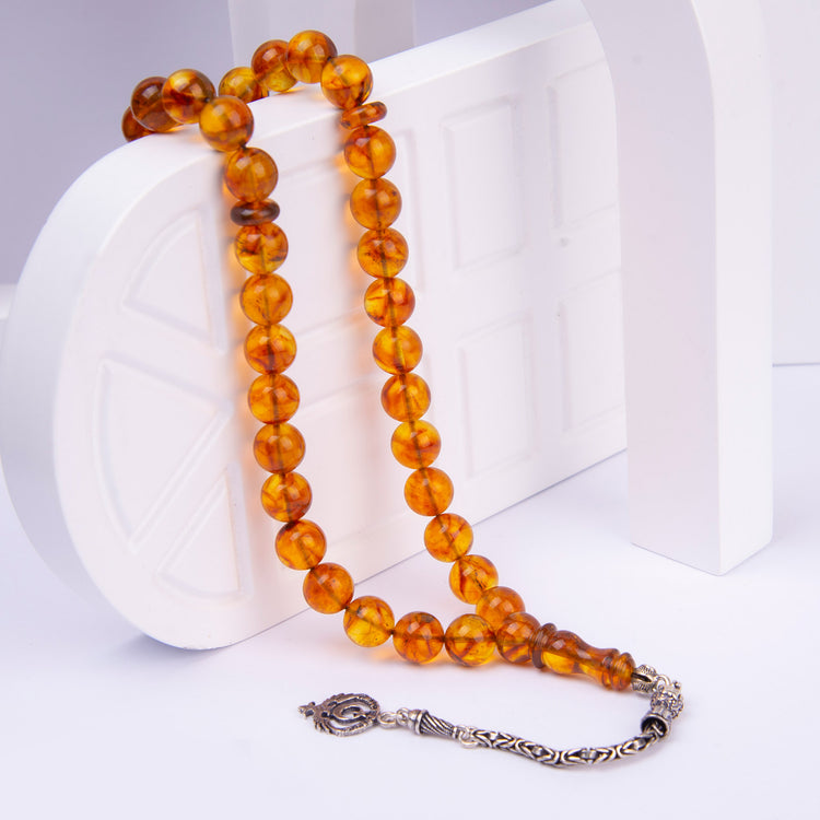 Ve Tesbih Amber Rosary with Silver Tassels 1